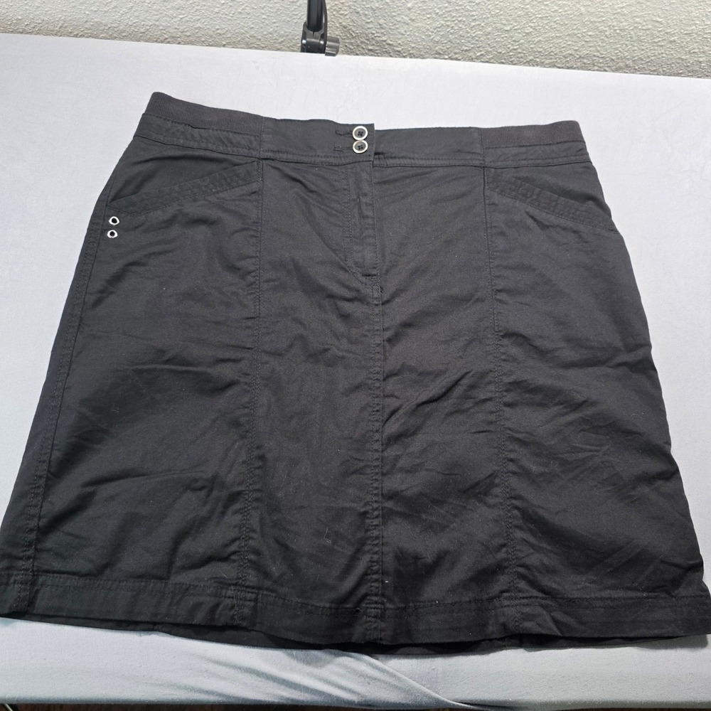 Karen Scott Womens Black Cotton Stretch Pocketed Skort Mini Skirt Size 14